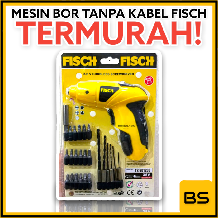 Gambar FISCH Mesin Bor Listrik Tanpa Kabel Obeng Tangan Baterai Cordless Mini dari ATOSER HARDWARE Kota Administrasi Jakarta Barat Tokopedia