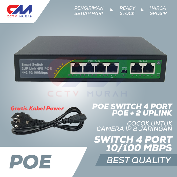 Jual Smart Switch POE 10/100Mbps . POE Switch 4 Port+2 Uplink - Jakarta ...