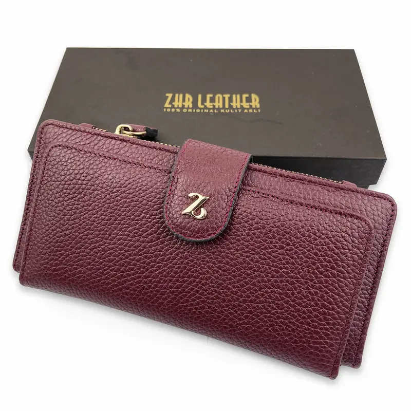 Dompet Kulit Wanita Model Resleting Bahan Kulit Sapi Asli Garut Z-040 6