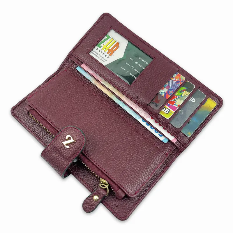 Dompet Kulit Wanita Model Resleting Bahan Kulit Sapi Asli Garut Z-040 2