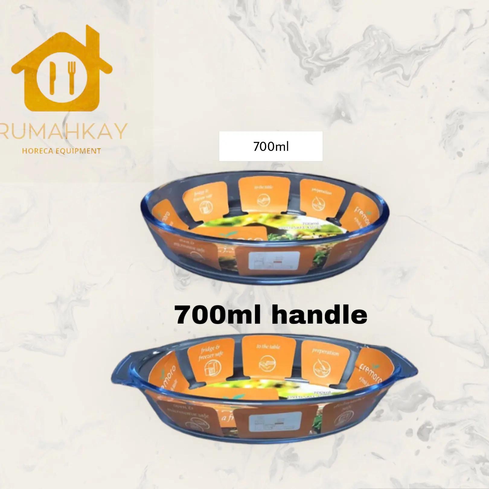Fremoro Oval Glass Tray 700ml / Loyang Kaca baking dish glass bakeware