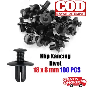 Klip Kancing Plastic baut Rivet 18 x 8 mm 100PCS - Mur plastik mobil