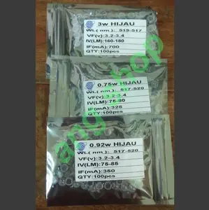 100 Pcs Hpl Tanpa Pendingin 0.75W 0.92W 3W Hijau Green