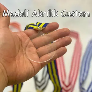 Medali Kosong Akrilik Bulat FREE Tali Medali Wisuda Birthday Lomba