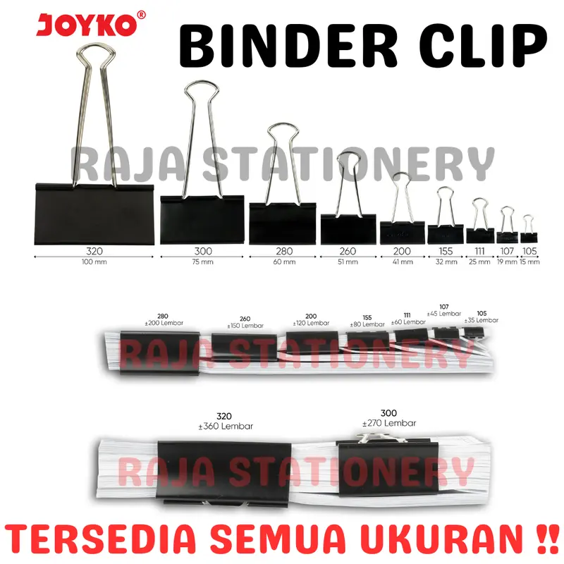 Joyko Binder Clip 105 107 111 155 200 260 280 / Klip Penjepit Joyko 0