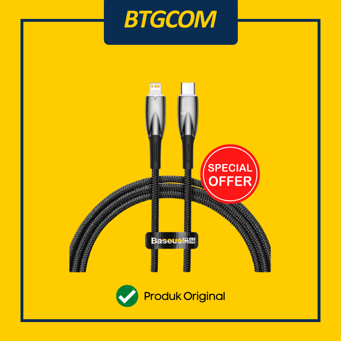 Gambar KABEL USB TYPE-C TO LIGHTNING IPHONE BASEUS GLIMMER 20W FAST CHARGING 100CM QUICK CHARGE DATA CABLE dari btgcom Kota Denpasar Tokopedia