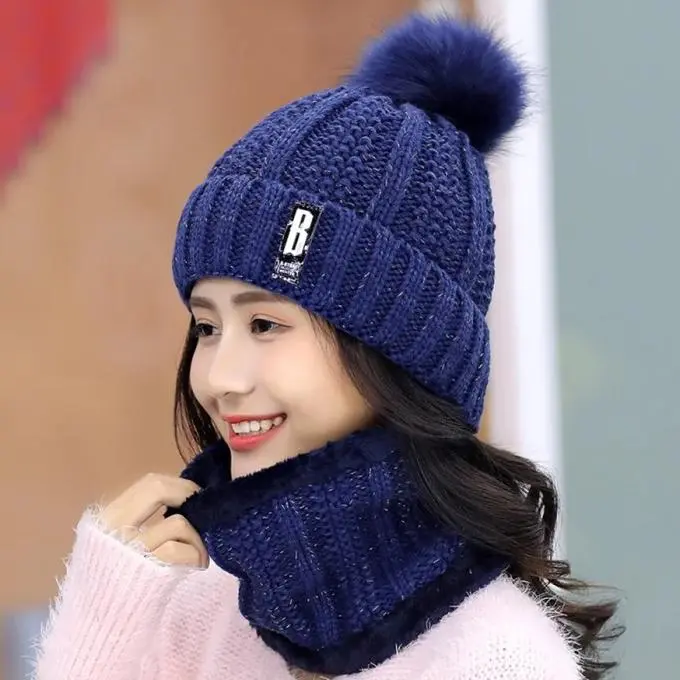 Kupluk dan syal pompom scarf super tebal import