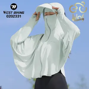 WEST BIKING 331 Masker Topi Jaket Balaclava Olahraga Sepeda Wanita Women Sun Protection Jacket UPF50+ Anti-UV Summer Cycling Coat Ice Silk Breathable Hoodie Running Fishing Outdoor Sports Hiking Gear 0202331