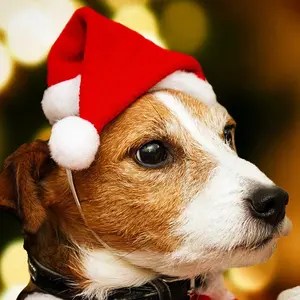 topi natal hewan mini topi natal chrismast anjing kucing topi merah natal