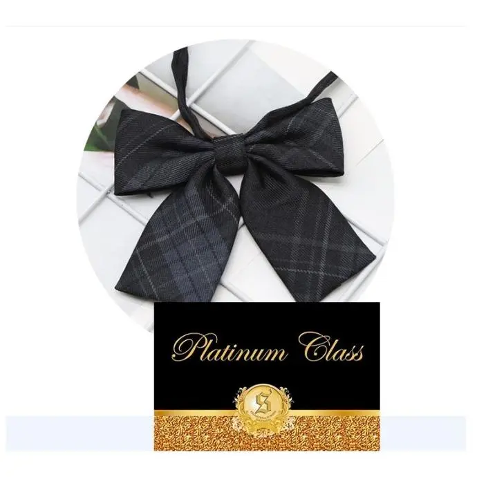 Dasi Wanita pita Instant motif kotak warna hitam platinum class