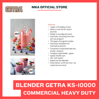 Gambar Blender Smoothies Commercial Heavy Duty GETRA KS-10000 / KS10000 / Pro Commercial For Smoothies Ice Machine dari MEGATRONIC_NEW Kota Administrasi Jakarta Barat 3 Tokopedia
