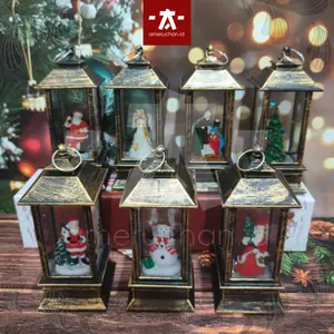 Lentera Lampu Natal Christmas Lampion Snowglobe Dekorasi Souvenir Natal LED Kado Hadiah Pajangan Hiasan Lampu Baterai 12cm Ideal Untuk Ruangan Dan Hadiah Natal