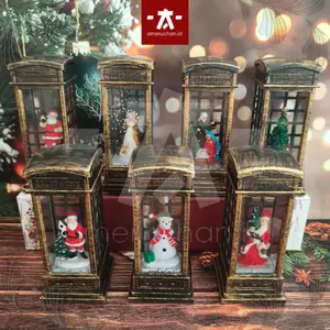Lentera Lampu Natal Christmas Phone Snowglobe Dekorasi Souvenir Natal LED Kado Hadiah Pajangan Hiasan Unik dengan Lampu LED Baterai 11.5cm Cocok Sebagai Pajangan Ruangan Dekorasi atau Hadiah Natal