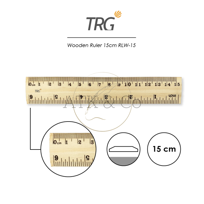 Gambar TRG Wooden Ruler 15 cm RLW-15 - Penggaris Mistar Kayu 15cm TRG dari ATK & Co Kota Bandung Tokopedia