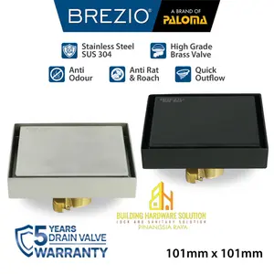BREZIO Floor Drain Saringan Got Kamar Mandi Anti Bau FDBZ 1802 Satin Black