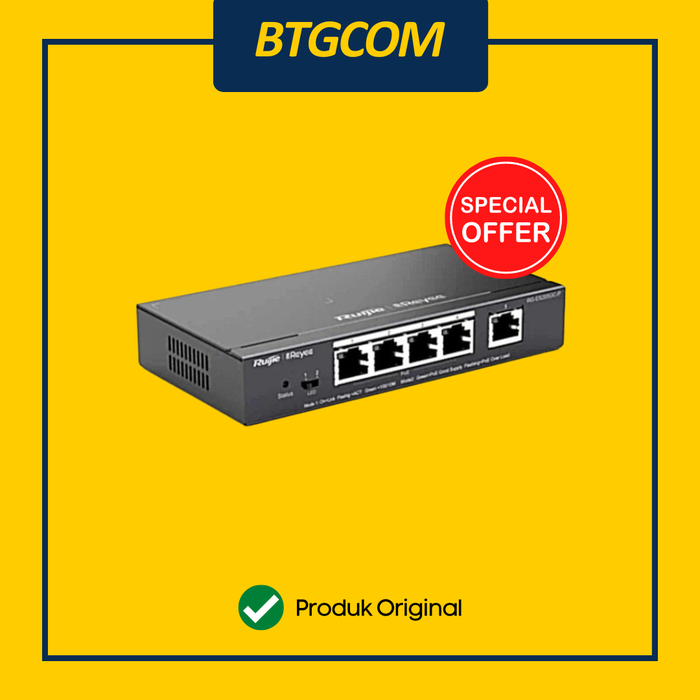 Gambar RUIJIE REYEE RG-ES205GC-P 5-PORT GIGABIT SMART CLOUD MANAGED POE SWITCH HUB INTERNET RGES205GCP dari btgcom Kota Denpasar Tokopedia