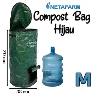 Compost Bag D 38 x T 70 cm Hijau planterbag 2 Handle EG size M
