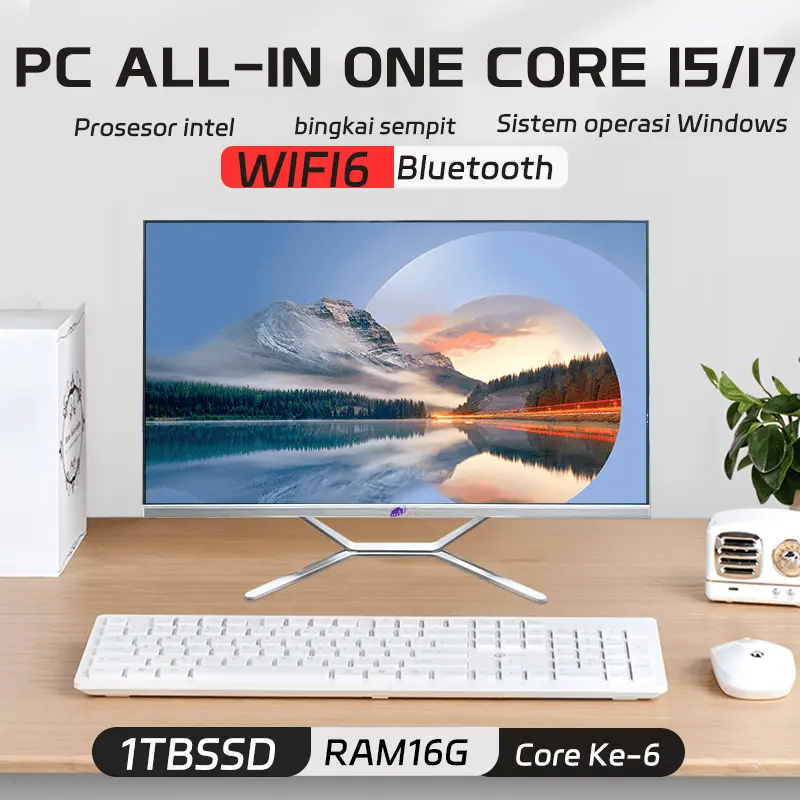 Komputer All in One Baru, Intel Core i7 Gen ke-6, RAM 16GB + SSD 512GB Gratis Keyboard+mouse