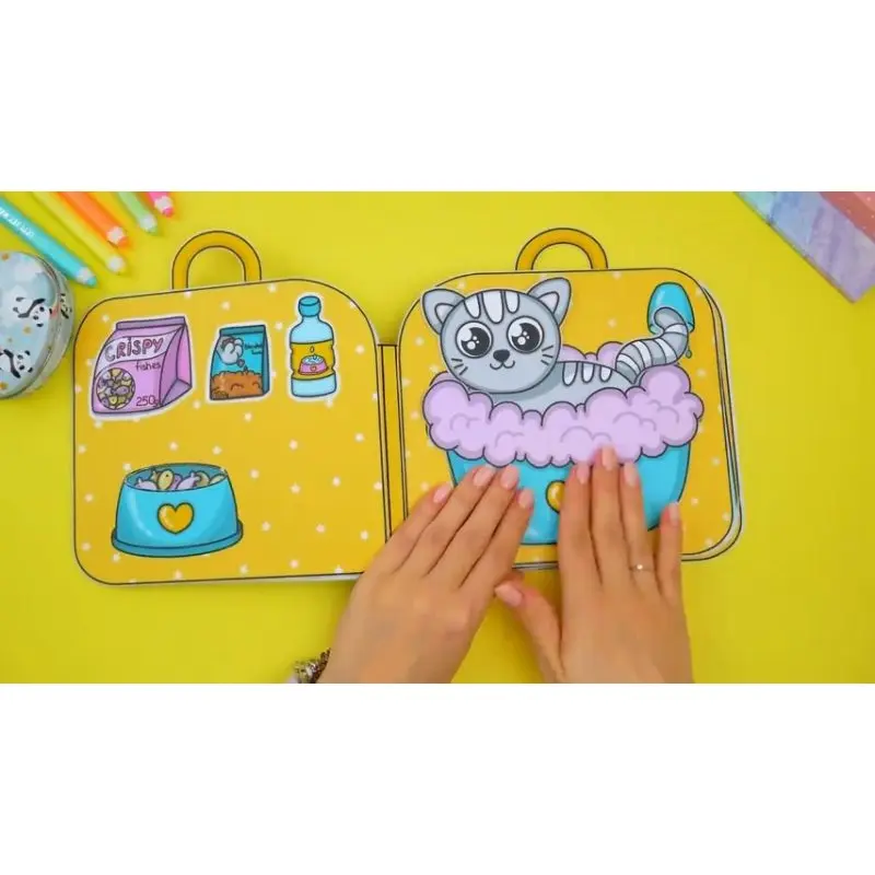 Paper doll house book cat kucing mainan bongkar pasang -Sudah dirakit 1