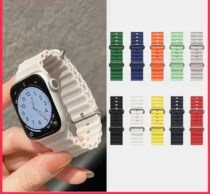 Ocean Strap For Apple Watch Series 10 46mm Ultra Strap series 9 8 7 6 5 4 3 Silicone Bracelet for iWatch 49mm 44mm 40mm 45mm 41mm 42mm Bands Ocean Band