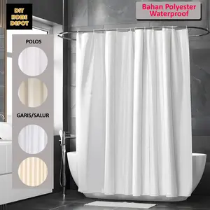 DIY Polyester Shower Curtain Kain Pembatas Tirai Kamar Mandi Hotel