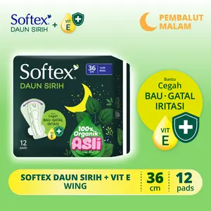 Softex Daun Sirih + Vitamin E 36cm 12s - Pembalut Daun Sirih Malam