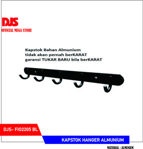 Gantungan Baju aluminium 5 Kait HITAM f2205-Hook kapstok fio