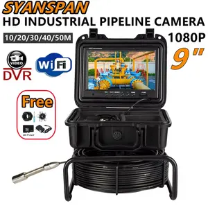 9" DVR 8GB TF Card 10/20/30/50M HD Screen 1080P SYANSPAN IP68 Pipe Inspection Camera Drain Sewer Pipeline Industrial Endoscope