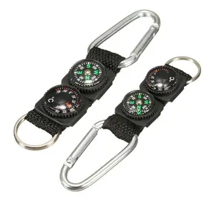 Gantungan kunci kompas termometer carabiner 3 in 1 serba guna