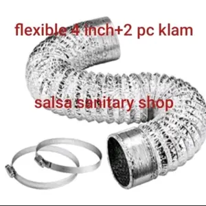 flexible ducting 4 inc 2 meter tampa putus+2 clam/pipa exhaust 4 inc