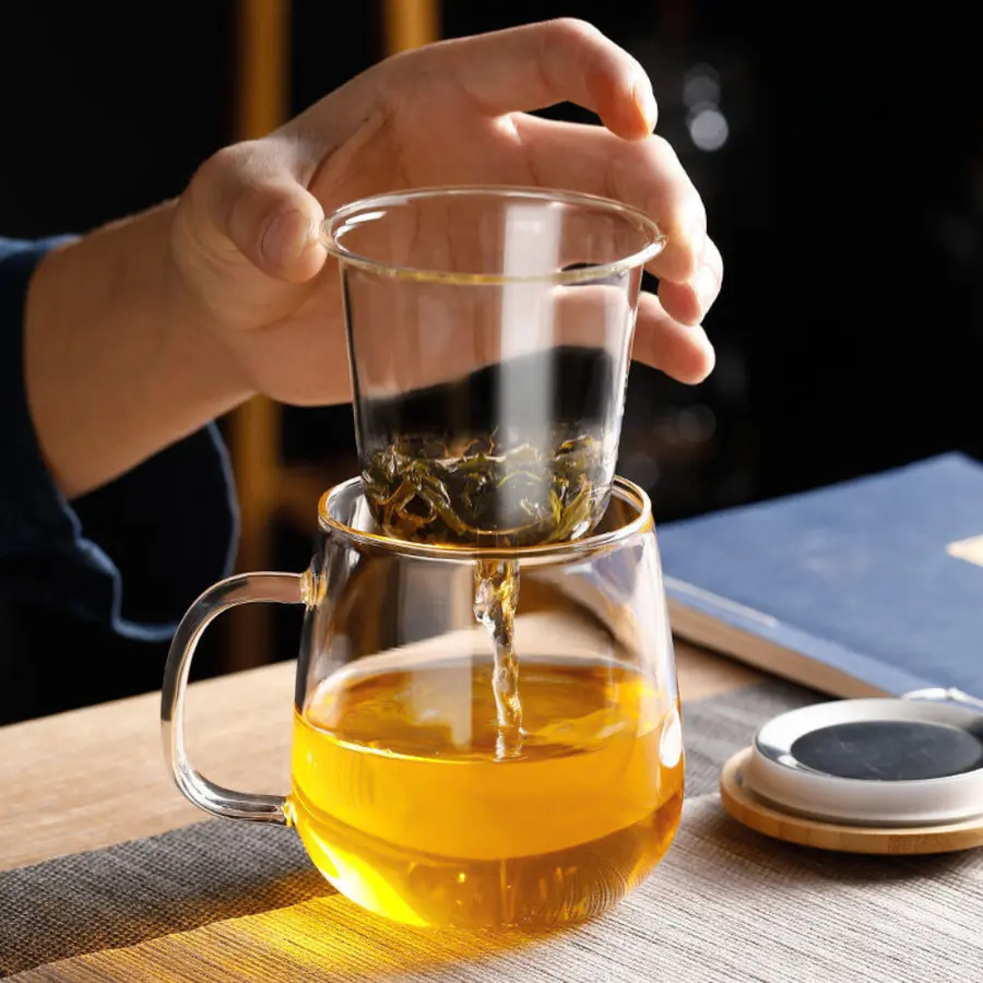 Gelas Saringan Pembuat Ramuan Cangkir Saring Seduh Infuser Jamu Tea