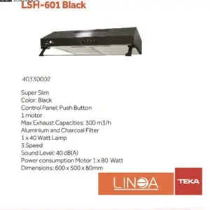 PENYEDOT ASAP/ EXHAUST FAN LINEA LSH 601 BLACK COOKER HOOD