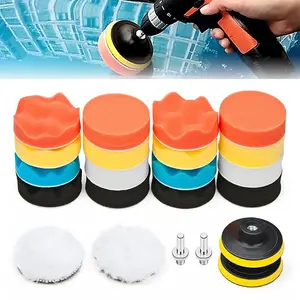 Set Busa Poles Body Mobil Motor 3/4/5/6/7 Inch Sponge Wool Polishing Waxing Car Polisher Tool Besi Mesin