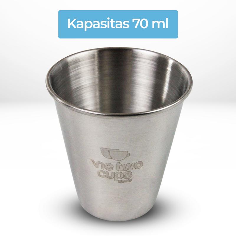 Gelas Camping One Two Cups Stainless Steel 70ml 4 Buah with Pouch 1
