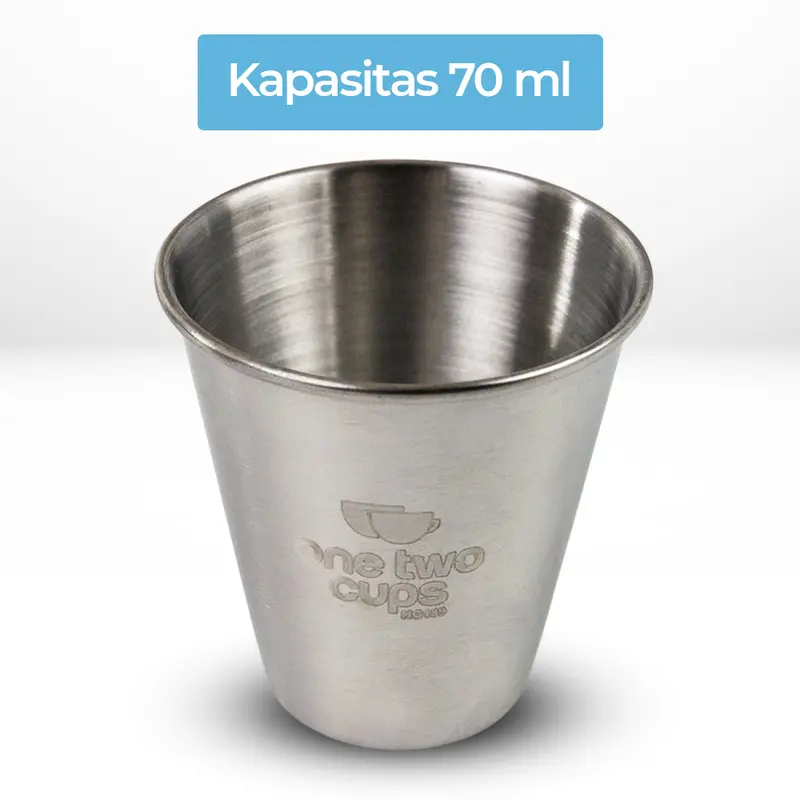 Gelas Camping One Two Cups Stainless Steel 70ml 4 Buah with Pouch 1