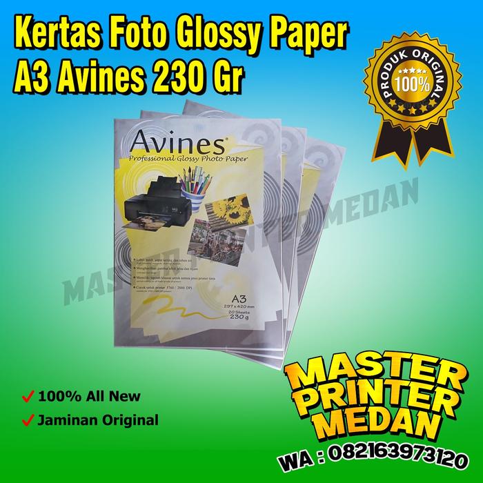 Gambar Kertas Foto / Glossy Paper A3 Avines 230 Gr dari Master Printer Medan Kota Medan Tokopedia
