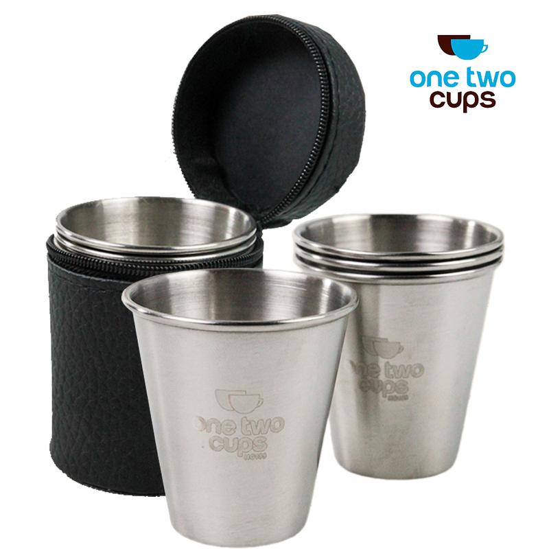Gelas Camping One Two Cups Stainless Steel 70ml 4 Buah with Pouch 0