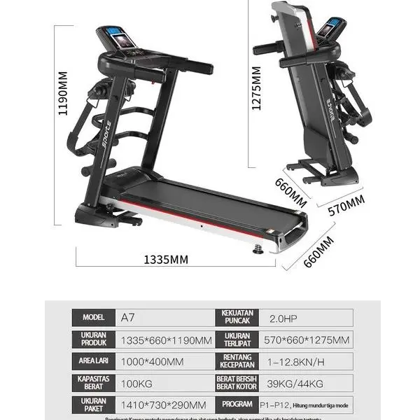Tercepat Treadmill Listrik/Treadmill Elektrik/Treadmil/Treadmill rumah tangga listrik kecil lipat multifungsi JF CABANG SURABAYA Terviral 2