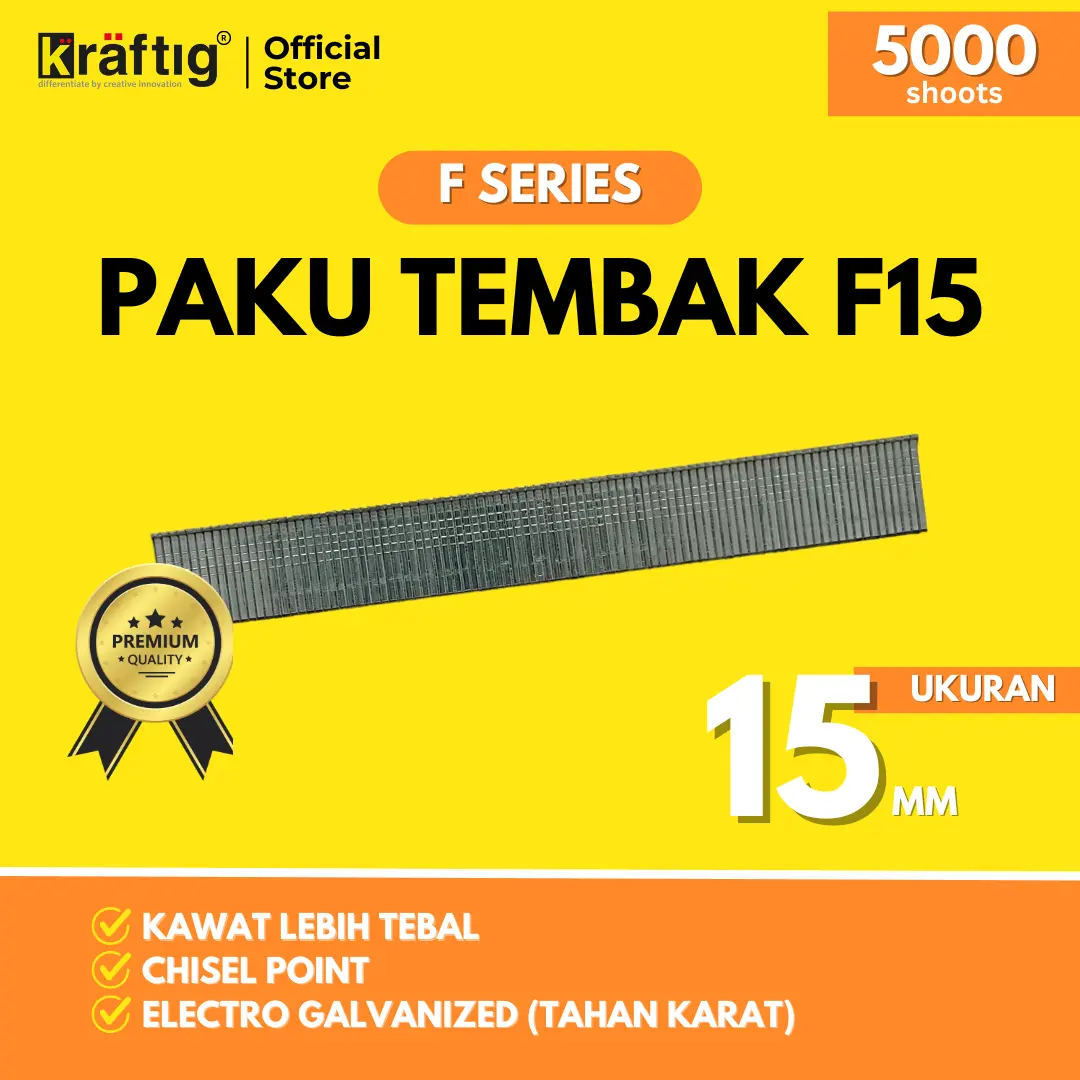 KRAFTIG Refill Isi Staples Paku Tembak Brad Nail F15 (15MM)