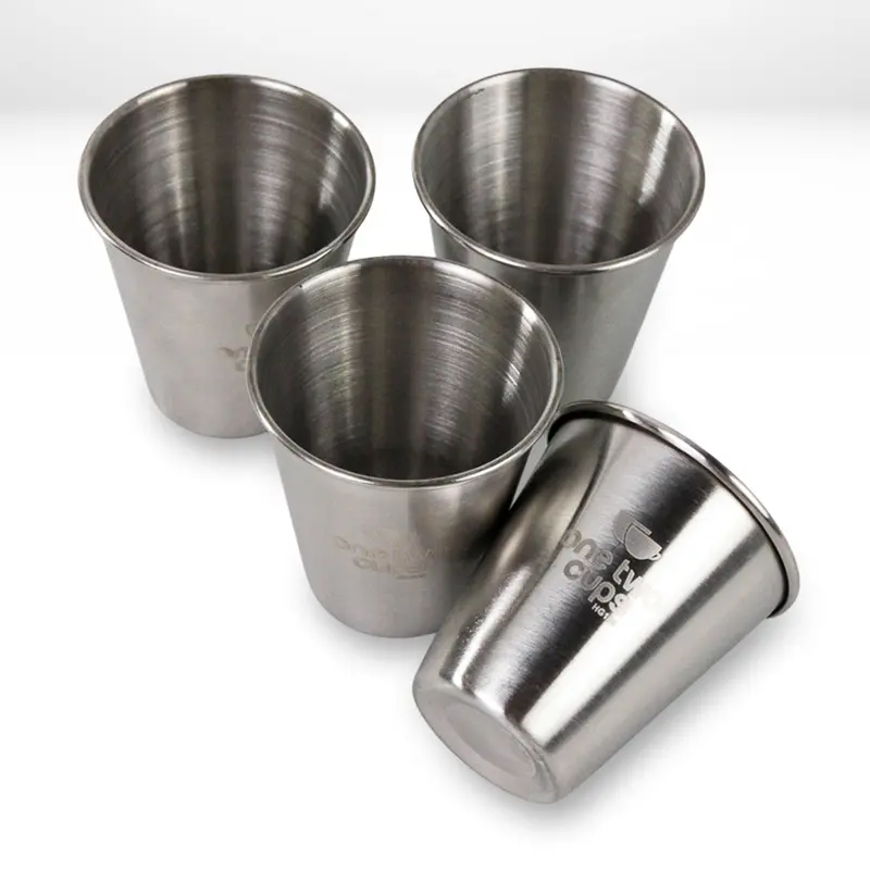 Gelas Camping One Two Cups Stainless Steel 70ml 4 Buah with Pouch 4