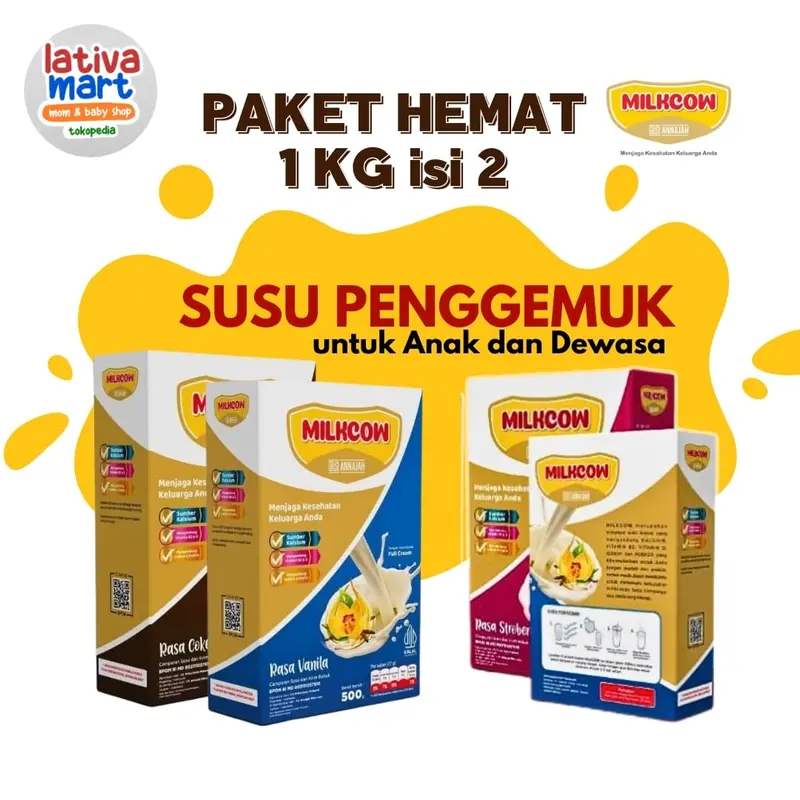 MILKCOW Paket Hemat 2 Box Susu Penggemuk Badan dan Nafsu Makan Anak dan Dewasa 1 KG 0
