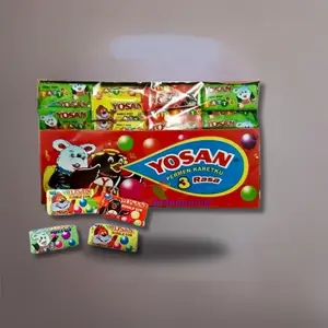 Yosan Permen Karet Bubble Gum 60 Bungkus 3 Rasa Jeruk Melon Strawberry Hadiah di Huruf N