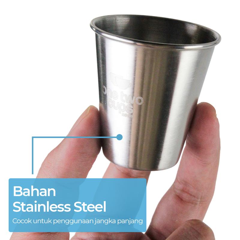 Gelas Camping One Two Cups Stainless Steel 70ml 4 Buah with Pouch 2