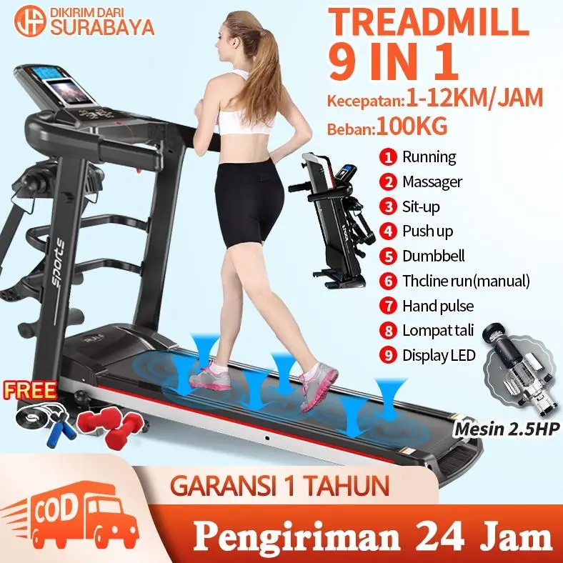 Tercepat Treadmill Listrik/Treadmill Elektrik/Treadmil/Treadmill rumah tangga listrik kecil lipat multifungsi JF CABANG SURABAYA Terviral 8