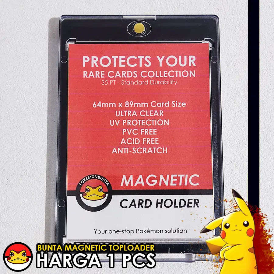 Pokemon Bunta Magnetic Black Top Loader Pelindung Kartu Card Protector