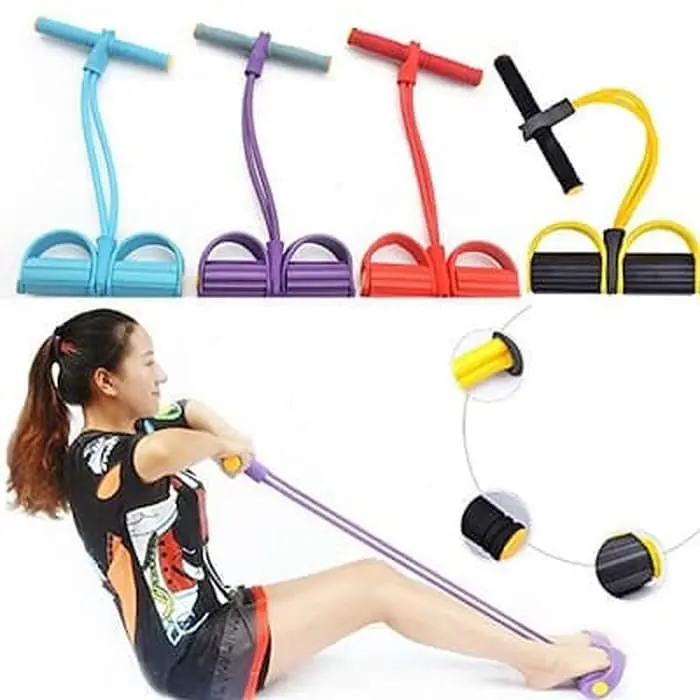 4 Tube Pull Rope Foot Pedal Puller Tummy Trimmer Alat Fitness Alat Olahraga Pengecil Perut Dan Pembakar Lemak Otot Pria BODY TRIMMER ALAT PENGENCANG OTOT PENGECIL PERUT LENGAN OLAHRAGA SPORT