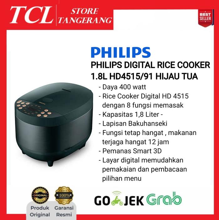 Gambar PHILIPS DIGITAL RICE COOKER 1.8L HD4515/91 HIJAU TUA dari TST Tangerang Store Kota Tangerang Tokopedia