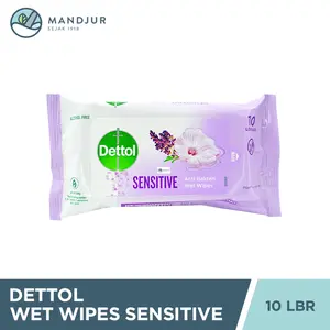 Dettol Anti Bakteri Wet Wipes Sensitive Isi 10 Lembar / Tisu Basah