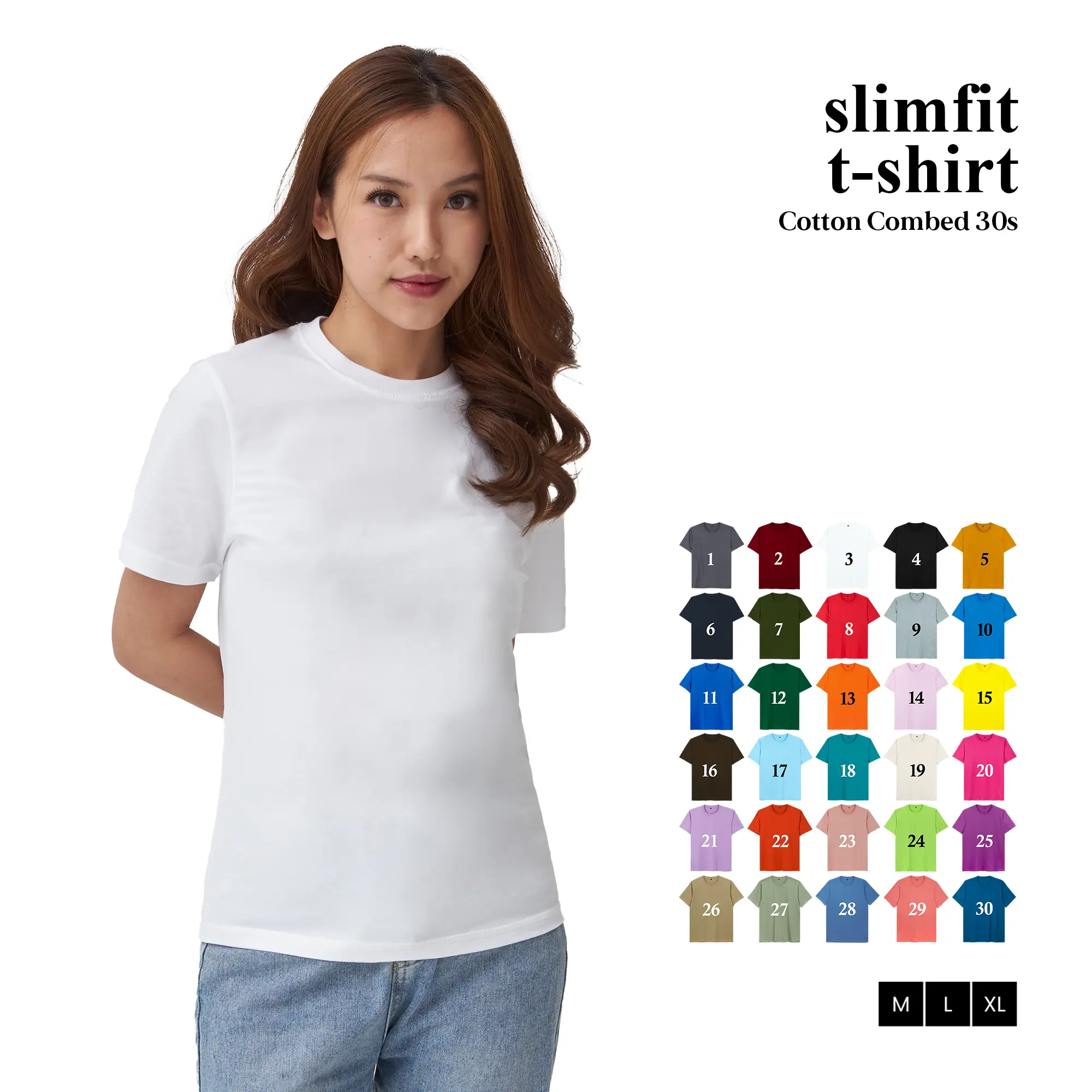 KAOS POLOS WANITA COTTON COMBED 30S BAJU KAOS POLOS CEWEK SIZE XS - XL
