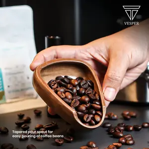 walnut coffee bean dose cup / measuring dosing tray shovel kayu scoop tempat takar biji kopi